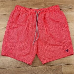 TED BAKER Red Pink White Abstract Geometric Pattern 4 / L Mens Beach Swim Trunks